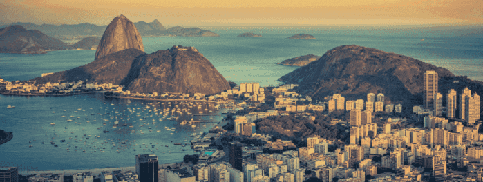 Panoramic picture of Rio de Janeiro in Brazil, were Samba batucada was born