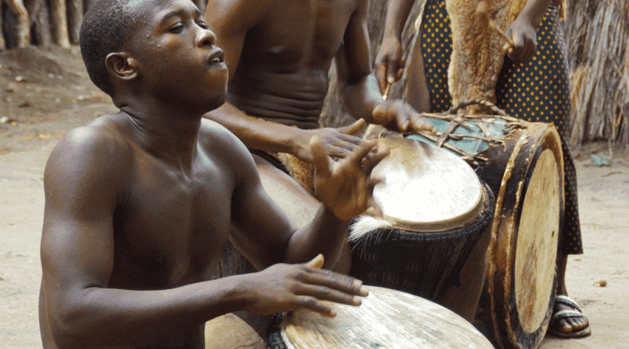 West Africa rhythms played by drummers