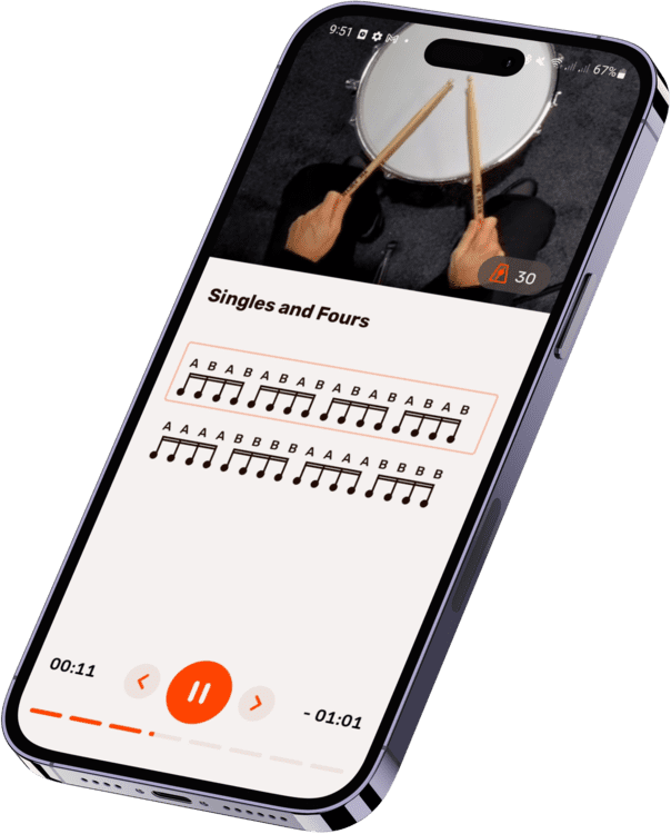 Easy and fun drum lessons with our Drum Coach app
